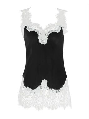 Gold Hawk Women Megan Contrast black white Bias Cami tank 100% silk